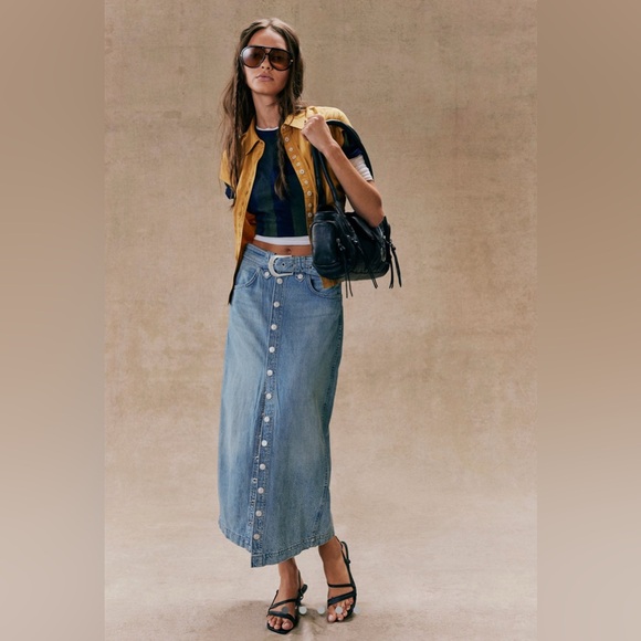 We The Free Dark Brown Button-Front Pencil Skirt - Picture 8 of 12